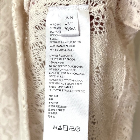 Free People Coffee In The Morning Tunic Crochet Knit Top Chamoix Medium Boho - Picture 14 of 15